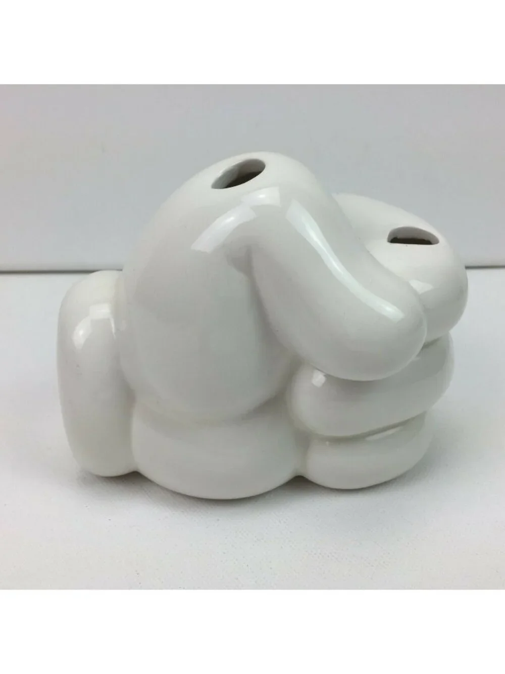 Disney Scattered Mickey Mouse Parts White Ceramic Glove 4 Toothbrush Holder